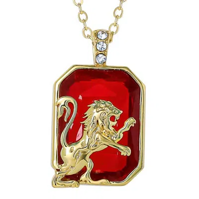 Harry Potter Kids'  Gryffindor Lion Pendant Necklace Official License, 18+2" In Burgundy