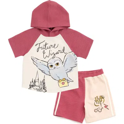 Harry Potter Babies'  Hedwig 2-piece Hooded Tee And Shorts Set In Pink