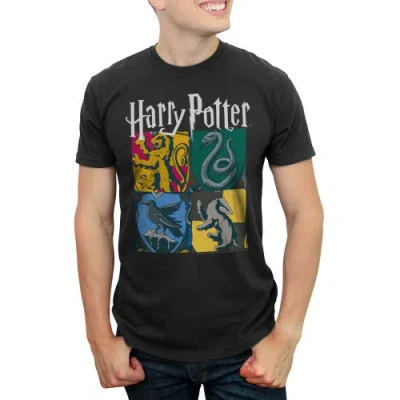 Harry Potter Hogwarts Houses Vintage Collage  Graphic T-shirt In Black