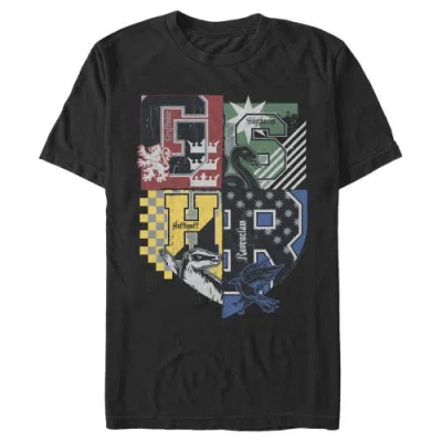 Harry Potter House Crests Shield  Graphic T-shirt In Black