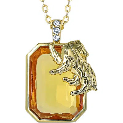Harry Potter Kids'  Hufflepuff Badger Pendant Necklace Official License,18+2" In Brown