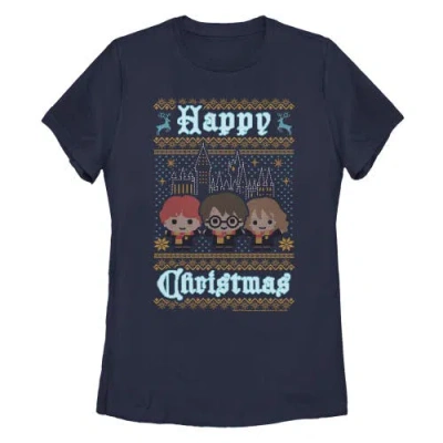 Harry Potter Main Trio Ugly Sweater  Graphic T-shirt In Blue