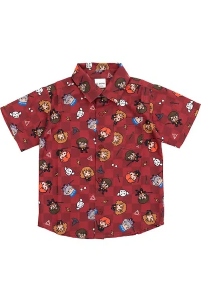 Harry Potter Kids'  Short Sleeve Button Down Shirt In Burgundy