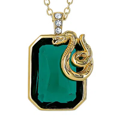 Harry Potter Kids'  Slytherin Snake Pendant Necklace Official License, 18+2" In Green