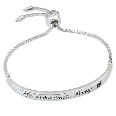 Harry Potter Snape's Silver Plated Love Always Bar Lariat Bracelet, 8.5" In Metallic