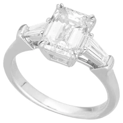 Pre-owned Harry Winston 1.77ct E-vvs2 Emerald Cut Classic Diamond Ring In Platinum – Us 4 In Green