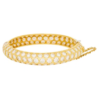 Pre-owned Harry Winston 18 Karat Yellow Gold Burnish Set Diamond Bangle Bracelet