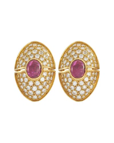 Pre-owned Harry Winston 18k 7.70 Ct. Tw. Diamond & Ruby Earring (authentic Pre-loved)
