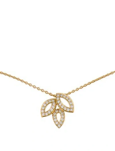 Pre-owned Harry Winston 18k Diamond Lily Cluster Pendant Necklace, 16" In Multi