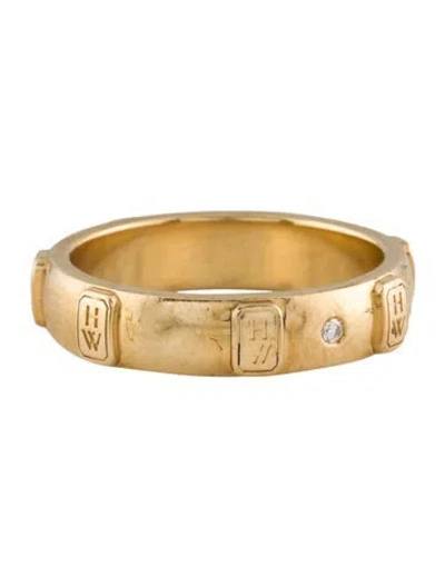 Pre-owned Harry Winston 18k Diamond Logo Band In Multi