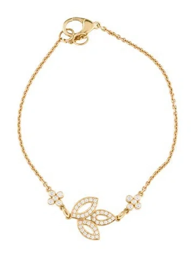 Pre-owned Harry Winston 18k Diamond Single Motif Lily Cluster Bracelet, 6.25" In Multi