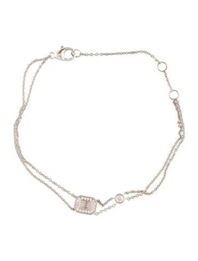 Pre-owned Harry Winston 18k Hw Logo Diamond Bracelet, 8.5" In Multi