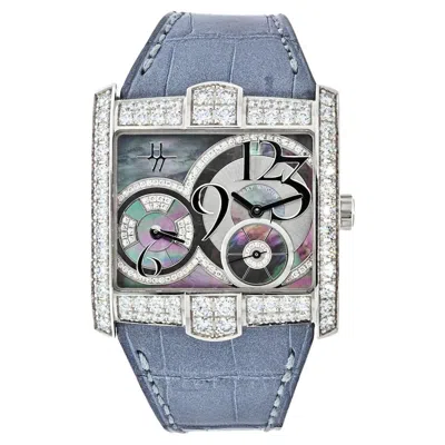 Pre-owned Harry Winston 18k White Gold Avenue 350/lqtzw Quartz Diamond Dial Watch