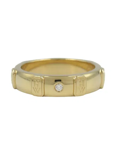 Pre-owned Harry Winston 2010s 18k Yellow Gold Logo Diamond Ring