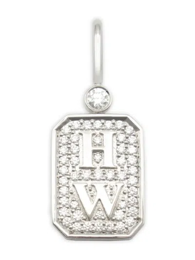 Pre-owned Harry Winston 2010s Hw Logo Diamond Pendant In Silver