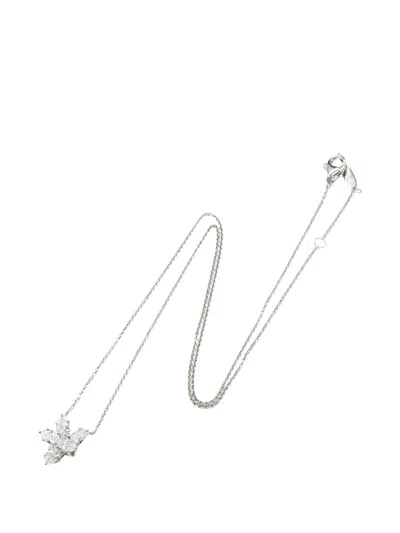 Pre-owned Harry Winston 2010s Small Winston Cluster Diamond Pendant Necklace In Silver