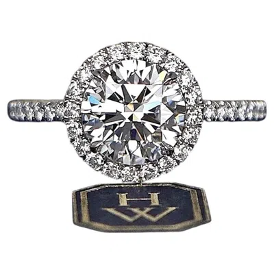 Pre-owned Harry Winston 26561  The One Platinum 1.81ct D Vvs2 Diamond Halo Engagement Ring In Multiple