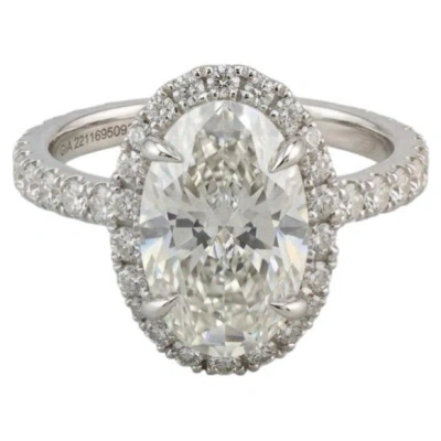 Pre-owned Harry Winston 3 Carat Oval Diamond Halo Engagement Ring In Platinum In Multiple