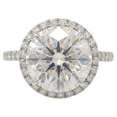 Pre-owned Harry Winston 4.01 Carat Round Brilliant Diamond Halo Engagement Ring In Multiple