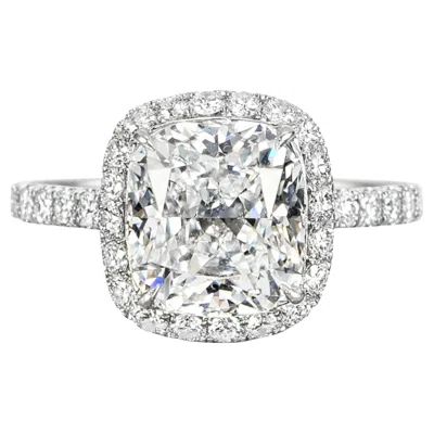 Pre-owned Harry Winston 4.29 Carat Platinum Cushion Diamond Ring In Multi