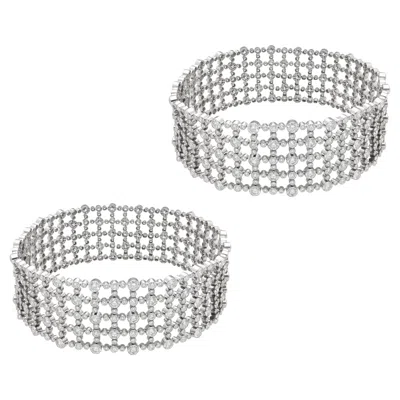 Pre-owned Harry Winston 5 Row Lattice Motif Diamond Bracelet - Set Of Two In Multi
