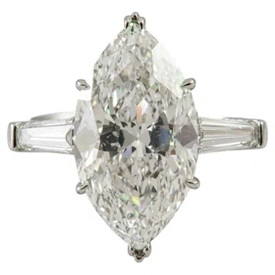 Pre-owned Harry Winston 5.7 Carat Marquise Diamond Engagement Ring In Platinum In Multi