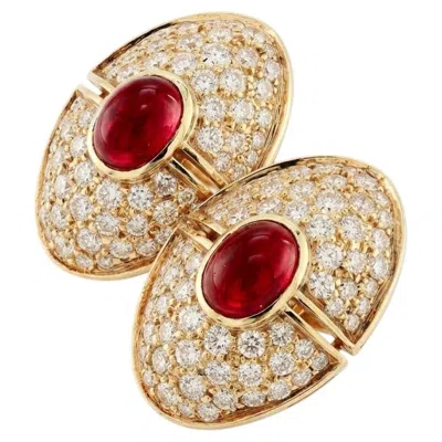 Pre-owned Harry Winston 5.70 Carat Ruby And Diamond Earrings In Multi
