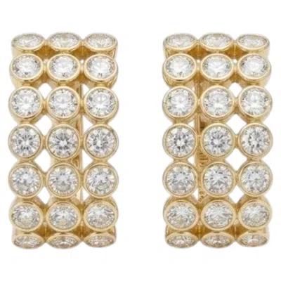 Pre-owned Harry Winston 8.15 Carats 18k Yellow Gold Diamond Hoop Earrings