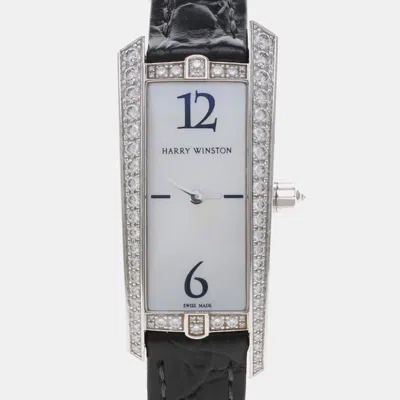 Pre-owned Harry Winston Avenue 340lqw Quartz Stainless Steel Women's Wristwatch 20 Mm In Silver