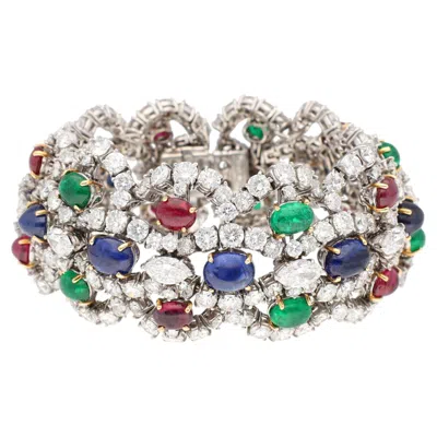 Pre-owned Harry Winston Cabochon Sapphire, Emerald, Ruby And Diamond Bracelet In Multi