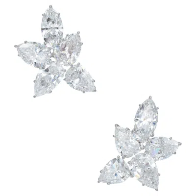 Pre-owned Harry Winston Cluster 43 Carats Gia Certified Diamond Cluster Earrings In Multiple