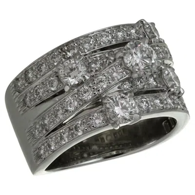 Pre-owned Harry Winston Crossover Diamond Platinum Ring Papers 54 In Multi