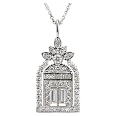 Pre-owned Harry Winston Diamond Architectural Pendant Necklace In Platinum 1.32 Carats In Multi