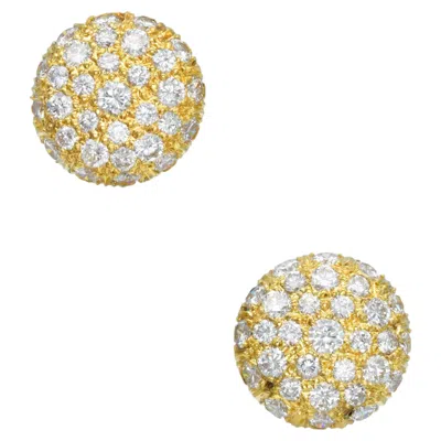 Pre-owned Harry Winston Diamond Button Clip On Earrings In 18k Yellow