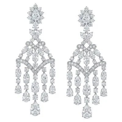 Pre-owned Harry Winston Diamond Dangling Earrings – Platinum In Multi