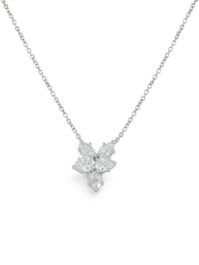 Pre-owned Harry Winston Diamond Pendant Necklace In Silver