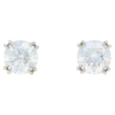 Pre-owned Harry Winston Diamond Stud Earrings - Platinum 950 Round 2.03ctw Gia Pierced In Multi