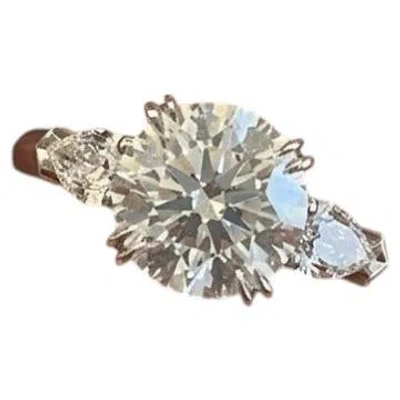 Pre-owned Harry Winston Diamond Three-stone Platinum Ring – Gia Certified In Multi