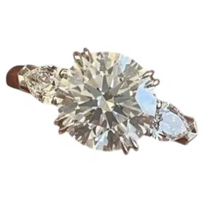 Pre-owned Harry Winston Diamond Three-stone Platinum Ring � Gia Certified In Multiple