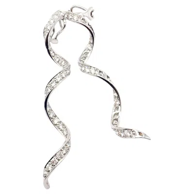 Pre-owned Harry Winston Diamond Twisted Long Hanging Drop Platinum Earrings In Multi