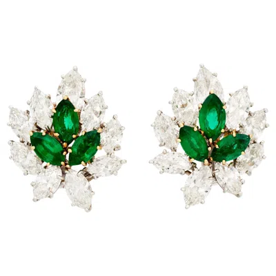 Pre-owned Harry Winston Emeralds, Pear-shaped Diamond Earrings In Multiple