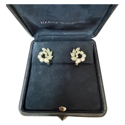 Pre-owned Harry Winston Garland Cluster Large Diamond Earrings 4.70ct Platinum In Multi