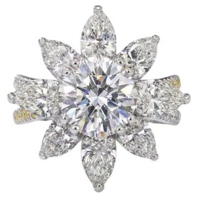 Pre-owned Harry Winston Gia 2.8 Carat Fancy Yellow White Diamond Cluster Ring