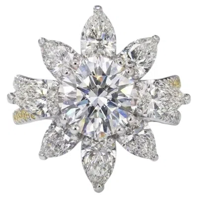 Pre-owned Harry Winston Gia 2.8 Carat Fancy Yellow White Diamond Cluster Ring