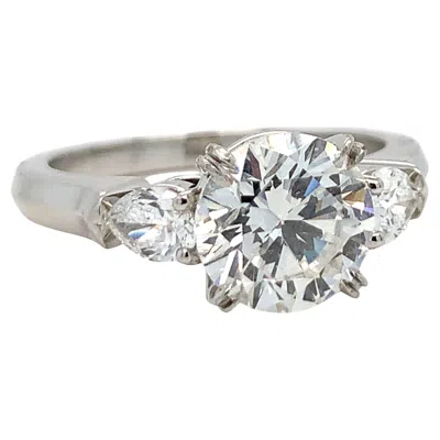 Pre-owned Harry Winston Gia Certified 2 Ctw  Engagement Diamond Ring Platinum Three Stone In Multi
