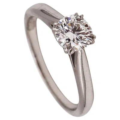 Pre-owned Harry Winston Gia Certified Engagement Ring In Platinum With Diamond Box Papers In Multi