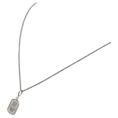 Pre-owned Harry Winston Hw Logo Diamond Pendant 18k White Gold Size L