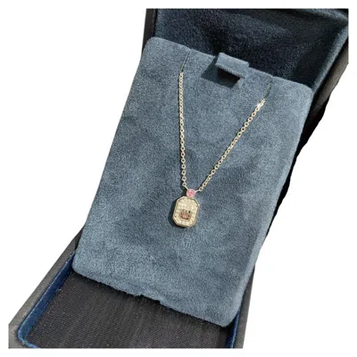 Pre-owned Harry Winston Hw Logo Pink Sapphire Diamond Pendant Necklace Pt950