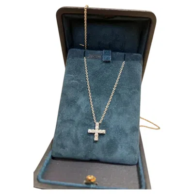 Pre-owned Harry Winston (hw) Mini Cross Diamond Necklace In Multi