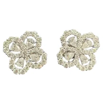 Pre-owned Harry Winston Loop Full Motif Diamond Platinum Pierced Clip Earrings In Multiple